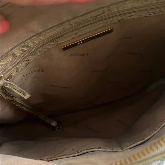 Brahmin Melbourne, Tan Crocodile Embossed Leather Shoulder Bag - Picture 9 of 12